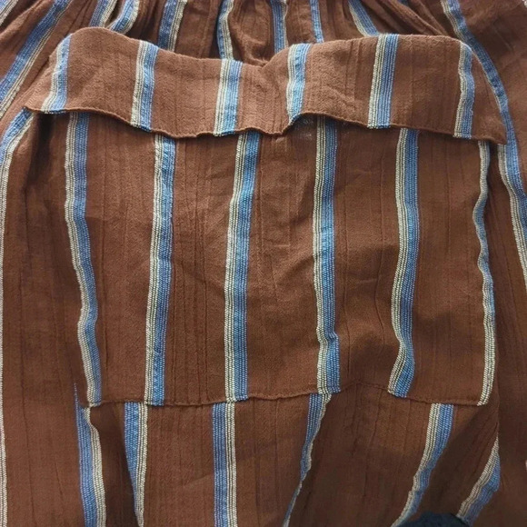 Free People Striped Shorts Brown Blue High Waisted Drawstring Pockets - Picture 8 of 8